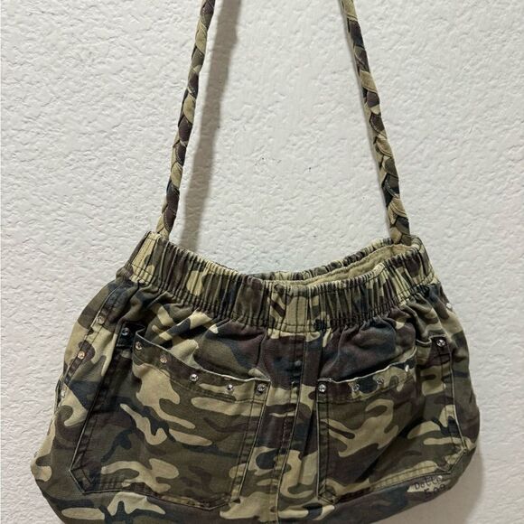 Camo Purse braided handle jewerled size jean purse/camo bag/lining - Picture 5 of 15